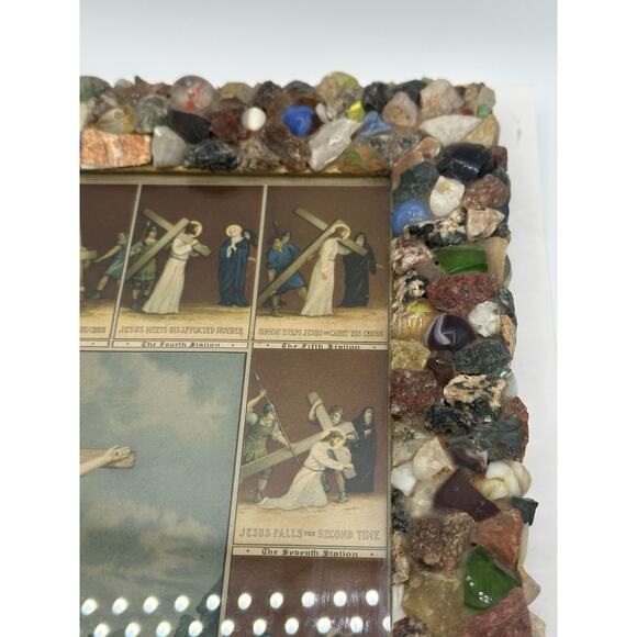 1938 A. Goes Stations of the Cross Lithograph Print Framed Catholic Religious - Picture 3 of 8